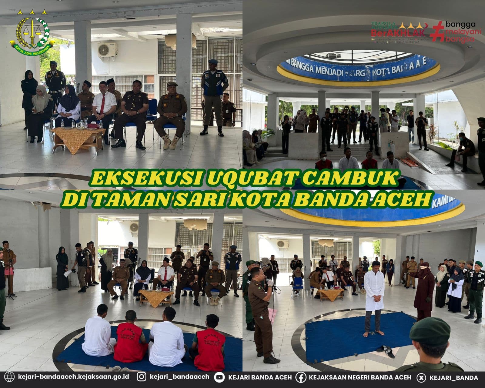 Kejari Banda Aceh Eksekusi Uqubat Cambuk Terhadap 4 Orang Pelanggar Syariat Islam