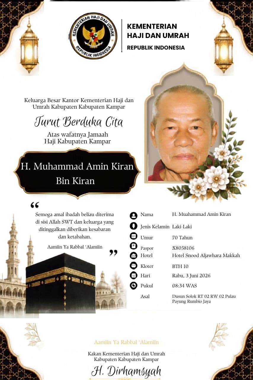Lagi, Jelang Kepulangan ke Tanah Air, Jemaah Haji Kampar Wafat di Makkah
