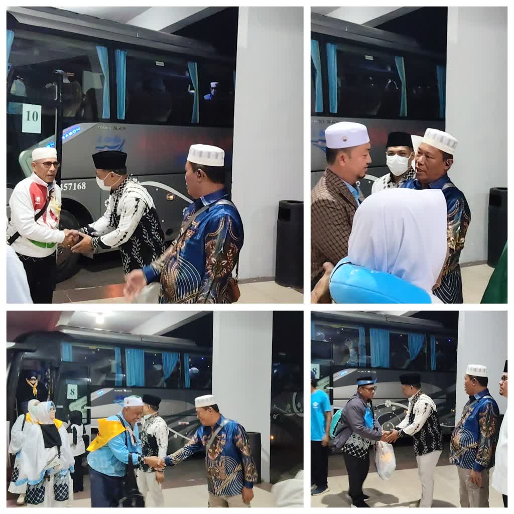Kakan Kemenag dan Plh Kakan Kemenhaj Kampar Sambut Hangat Kepulangan Jamaah Haji Kloter 05 di Batam