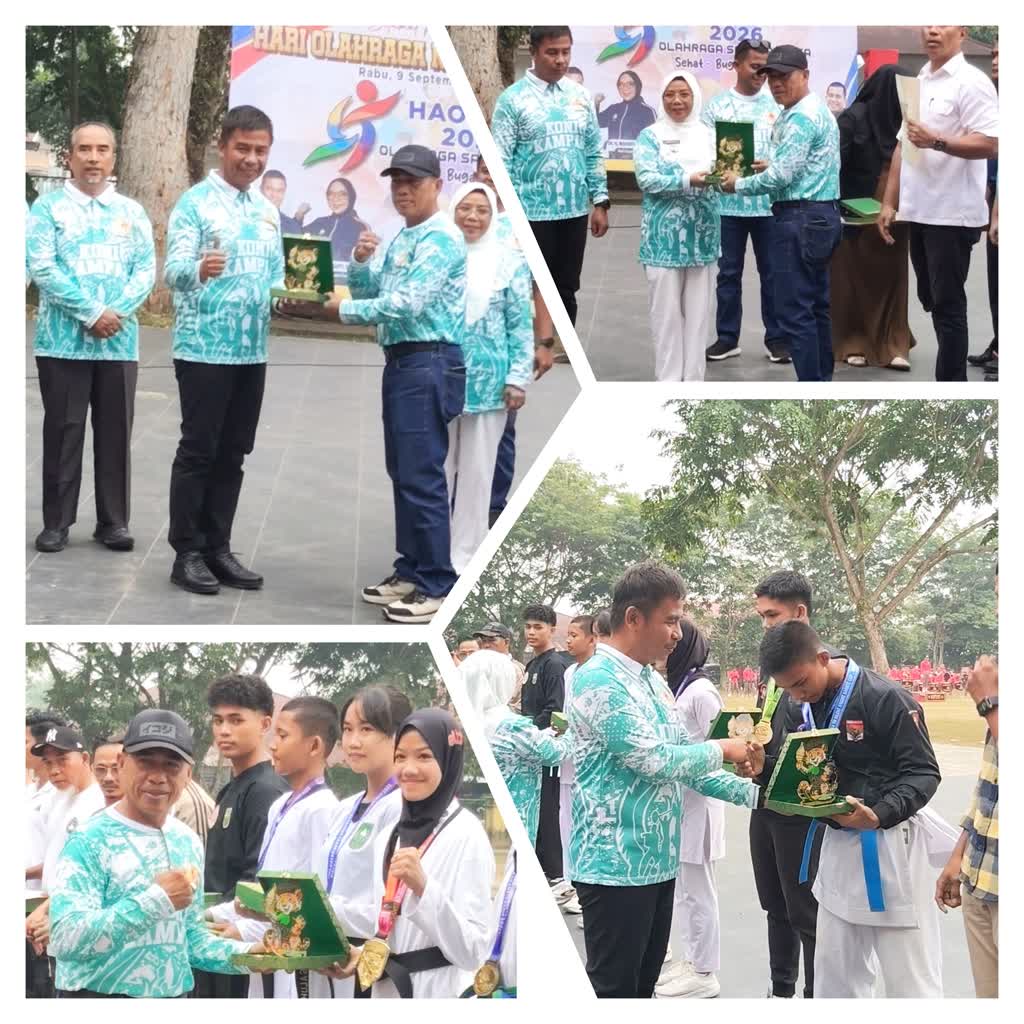 KONI Kampar Beri Penghargaan kepada Bupati, Wakil Bupati dan Atlet Berprestasi pada Puncak Haornas ke-43